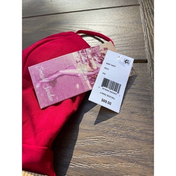 Emerald Sundae Junior's Ruched Side Slit Slim Gown Red Size XS - Picture 4 of 8